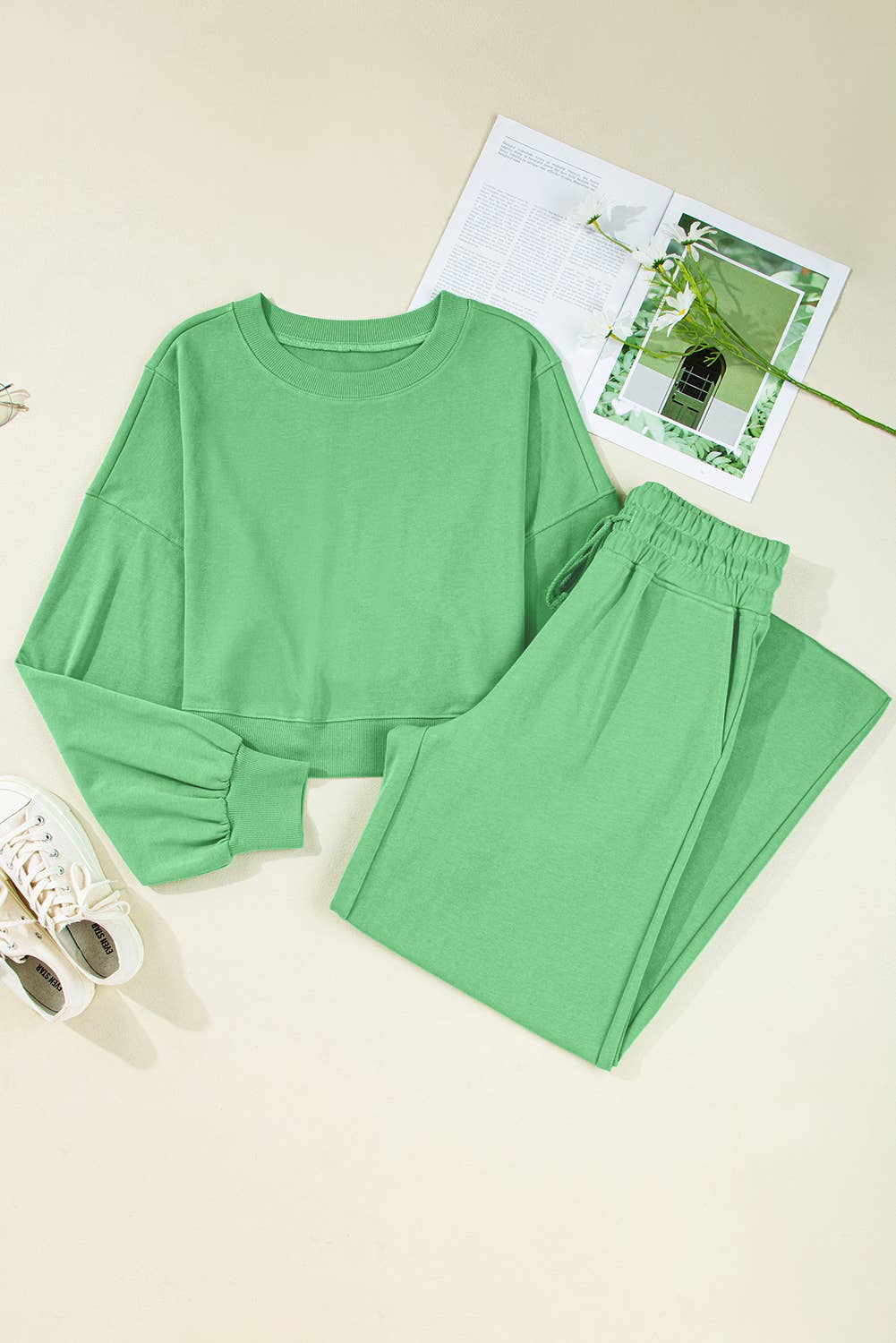 The Palm House Wide Leg Pants, Green