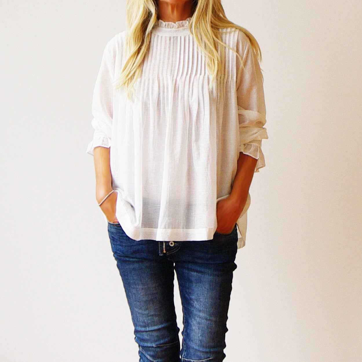 Morgan Button Back Top, Off-White