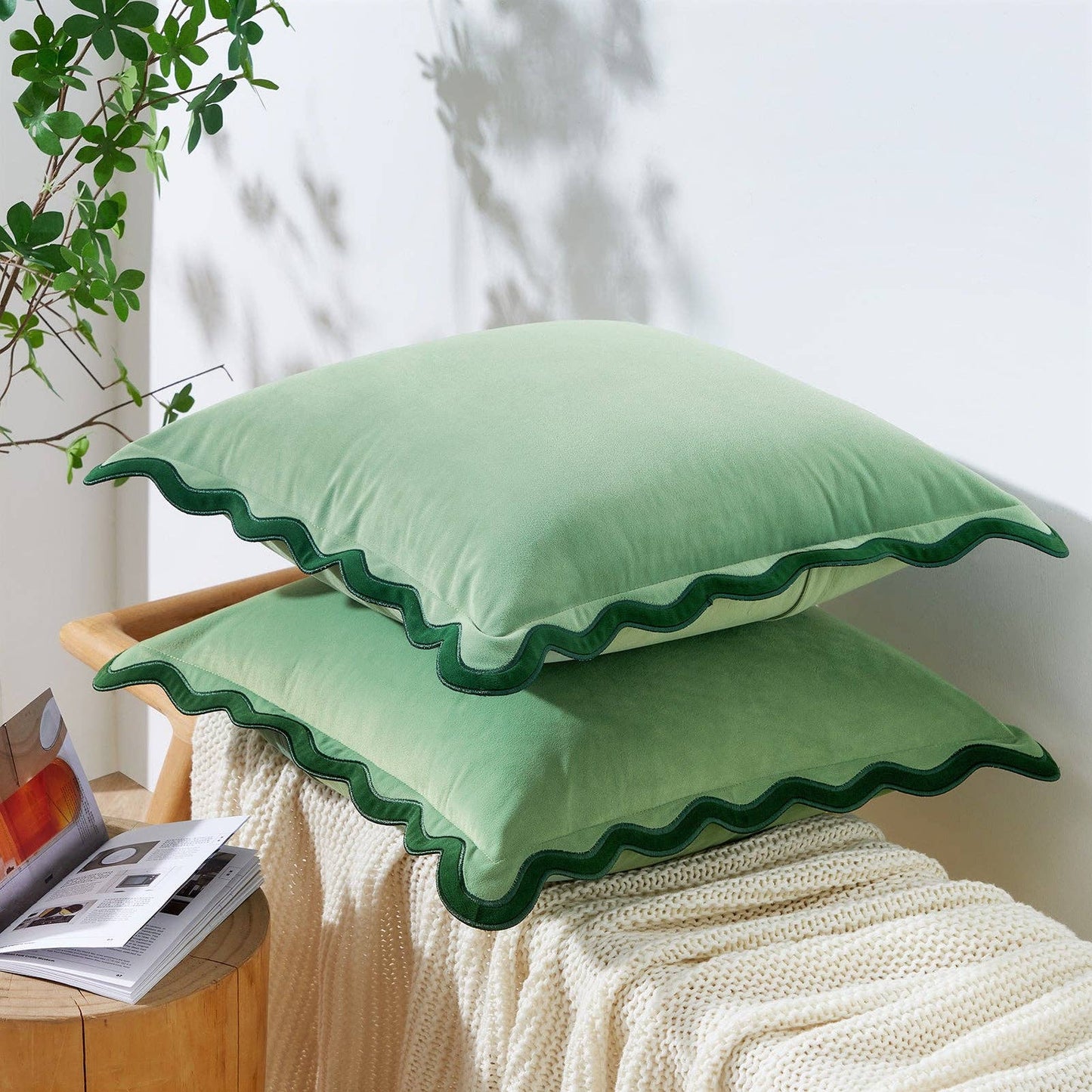 Maleku Pillow Cover, Green/Light Green, 20x20 inch