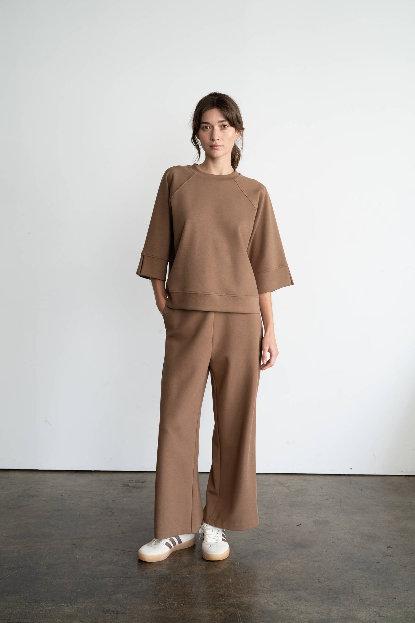 Raglan 3/4 Sleeve Pullover, Camel
