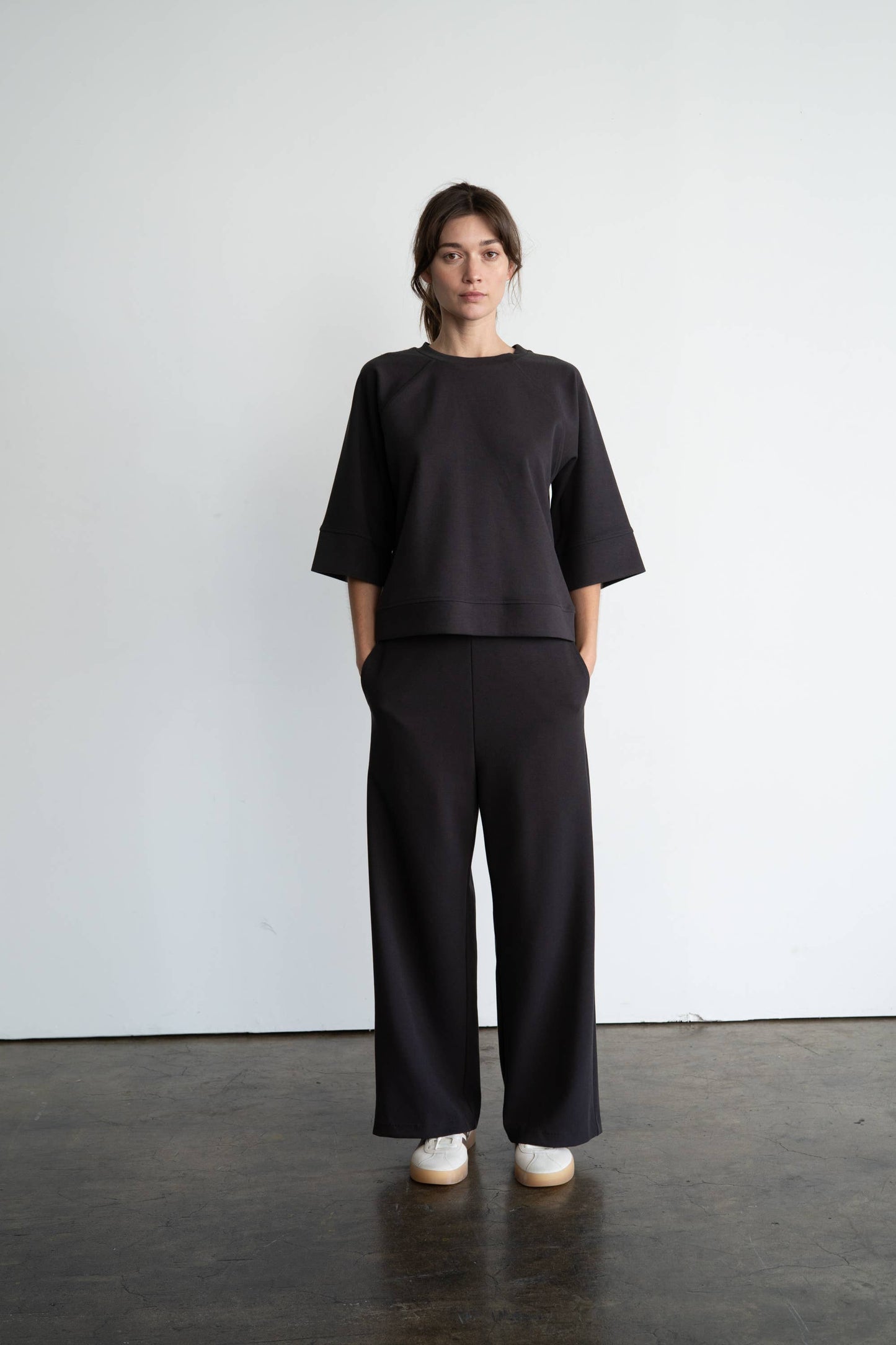 Wide-Leg Soft Pant, Charcoal