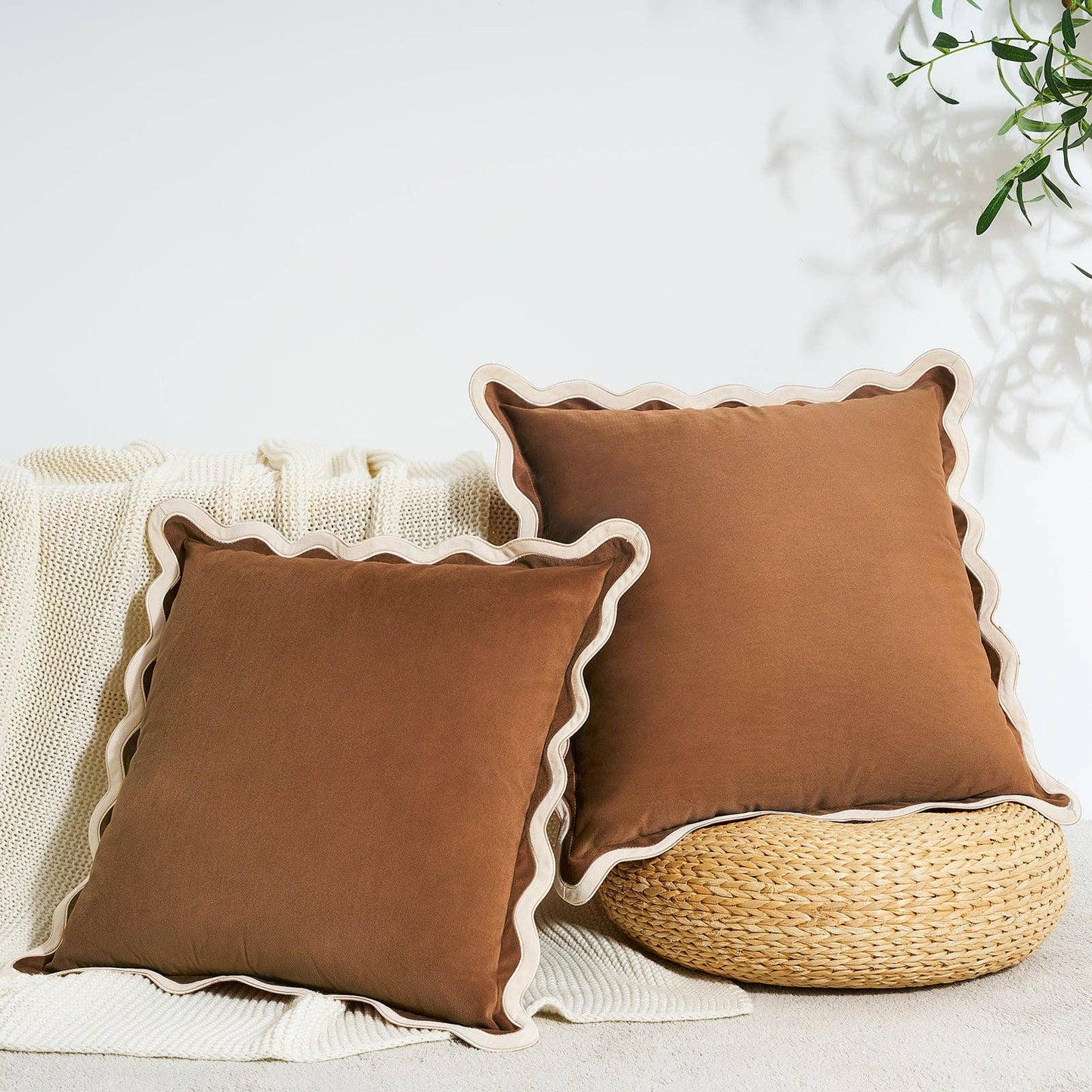 Maleku Pillow Cover, Beige/Brown, 20x20 inch