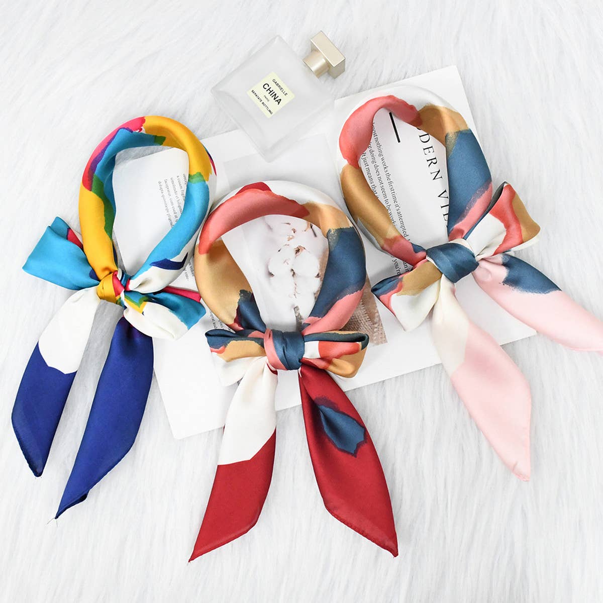 Polka Dot Satin Neck Scarf, Pink