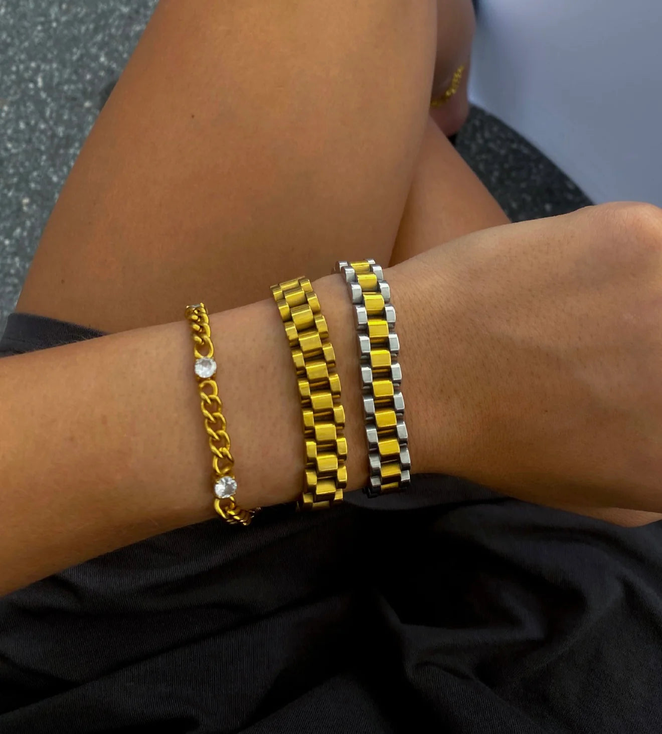 Two Tone Watch Band Bracelet