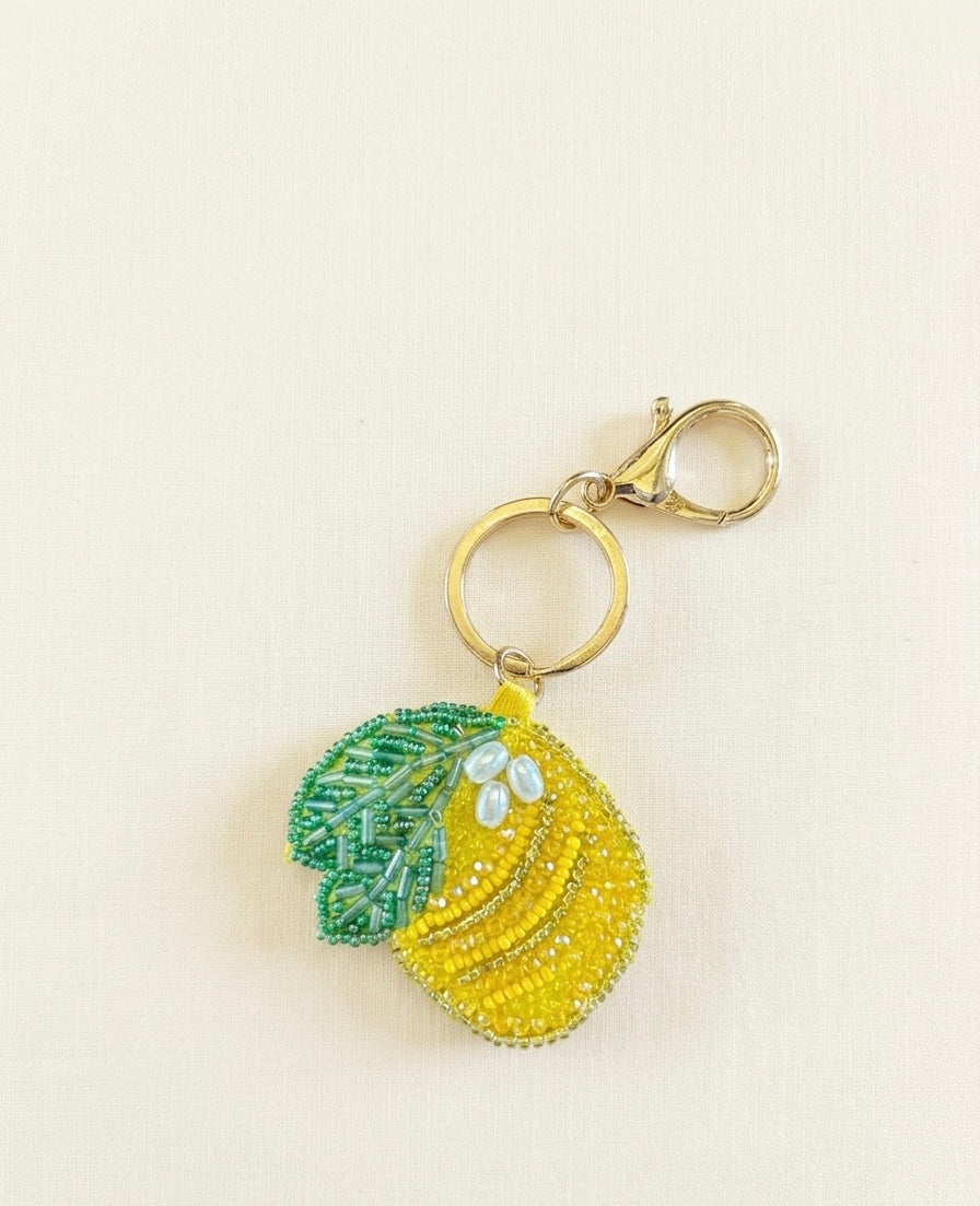 Lemon Beaded Bag Charm