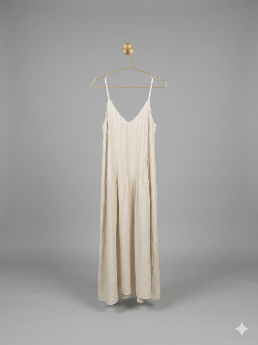 Pleated Pintuck Dress, Linen