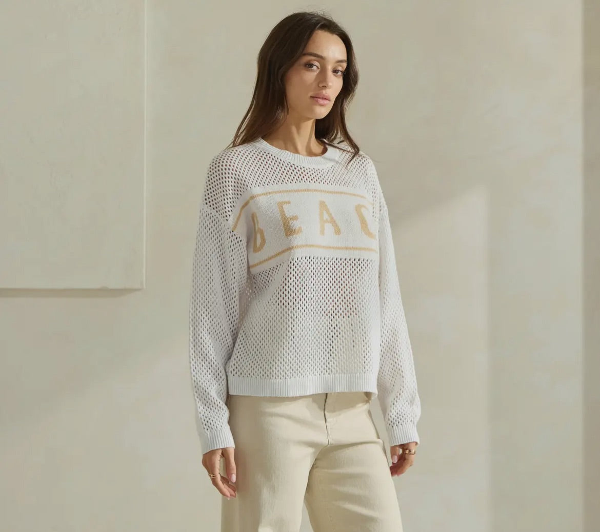 Beach Knit Sweater, White