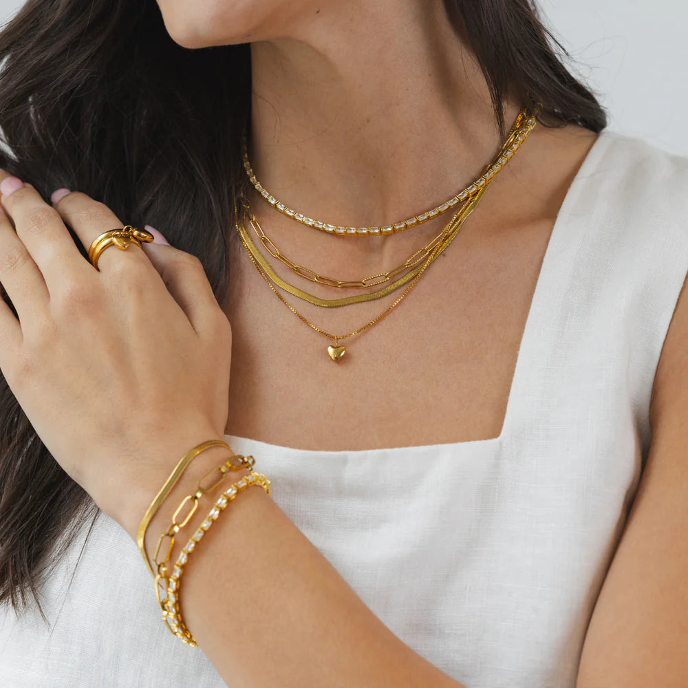 Dainty Gold puffy Heart Necklace