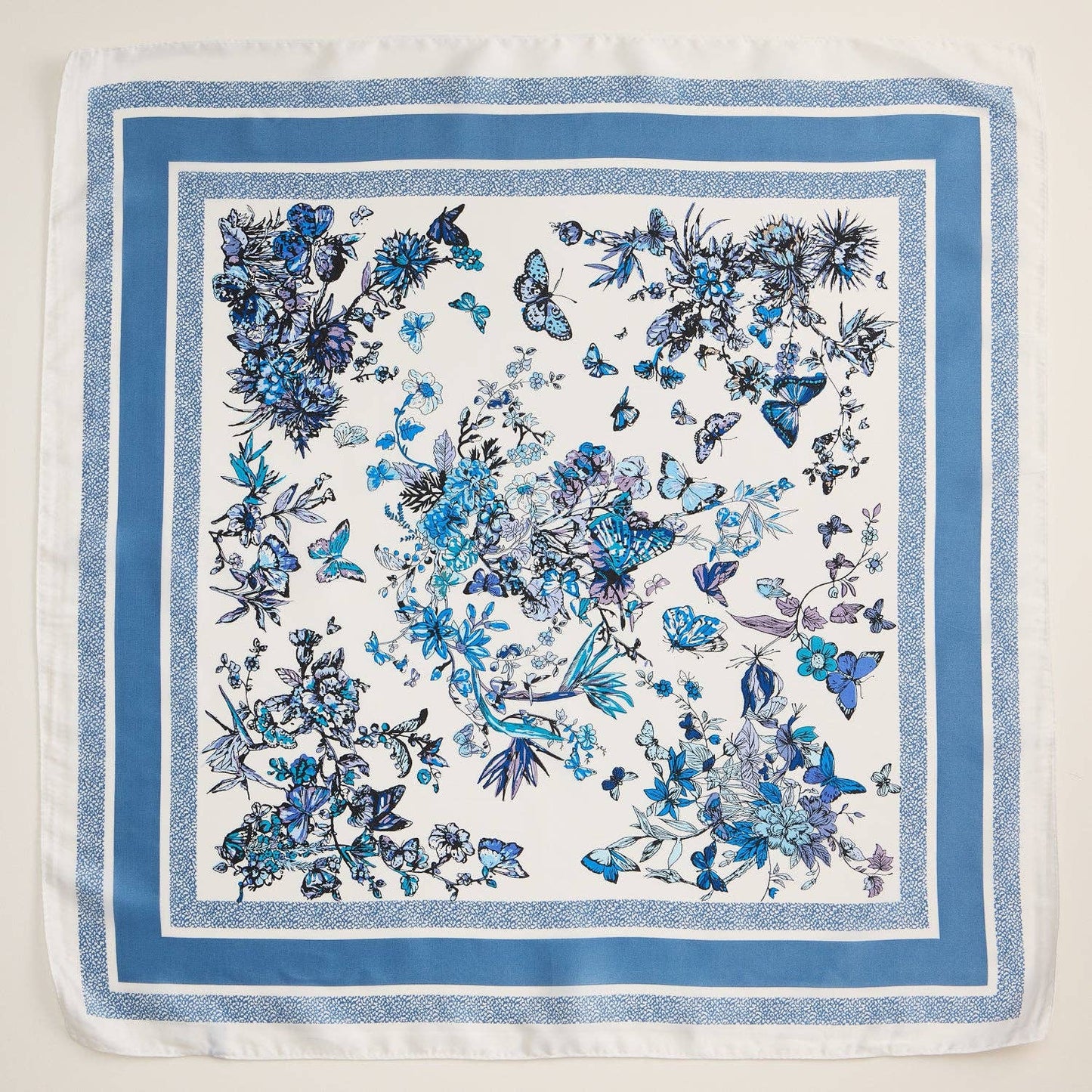 Floral Butterfly Square Scarf, Olive