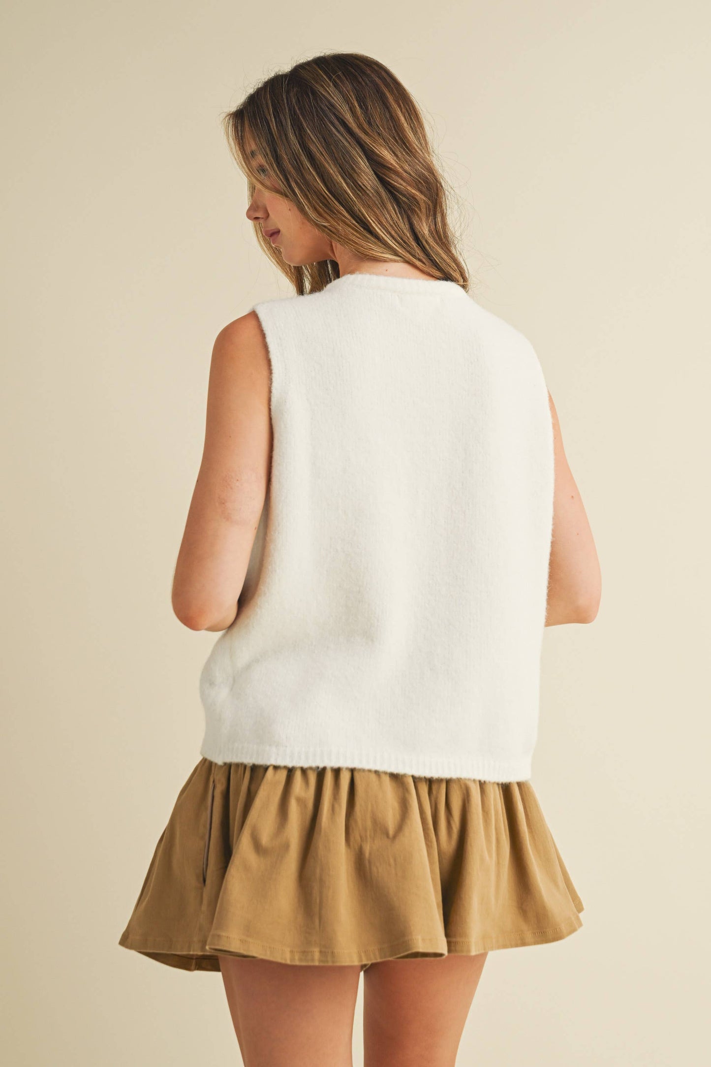 Button Sleeveless Top, Off-White