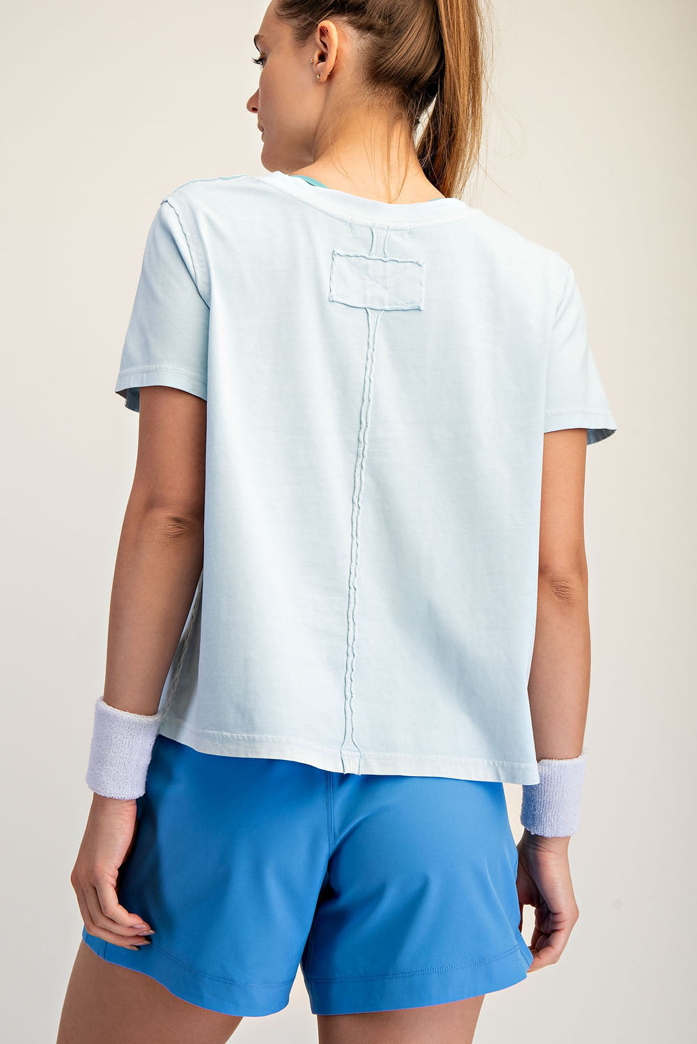 Washed Cotton Top, Baby Blue