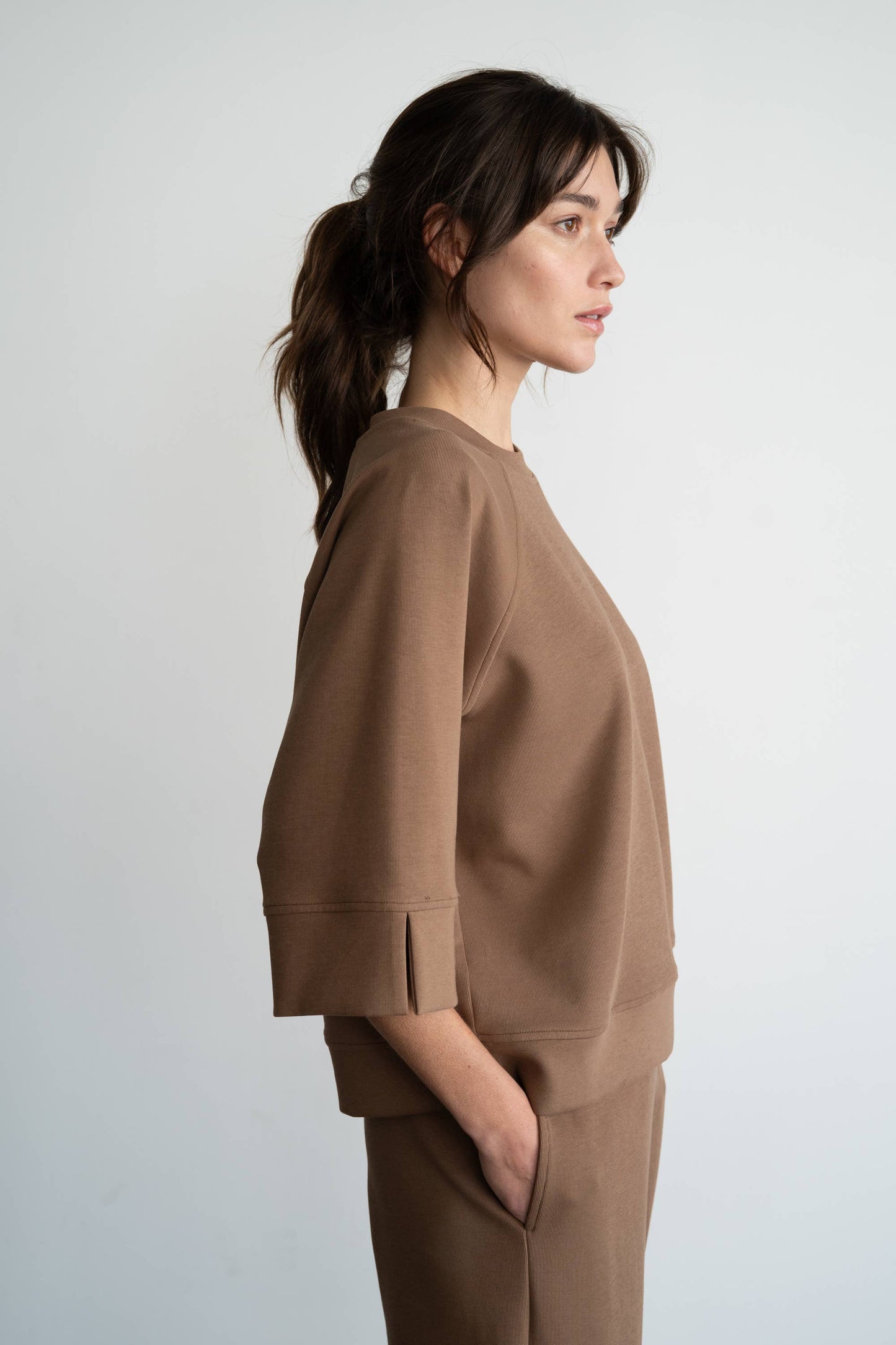 Raglan 3/4 Sleeve Pullover, Camel