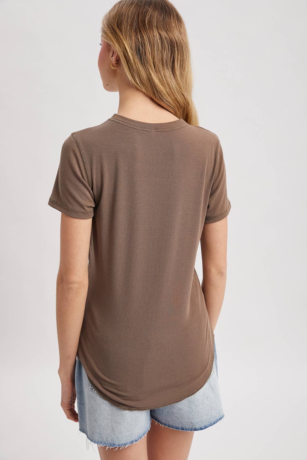Ribbed Basic Tee, Chestnut