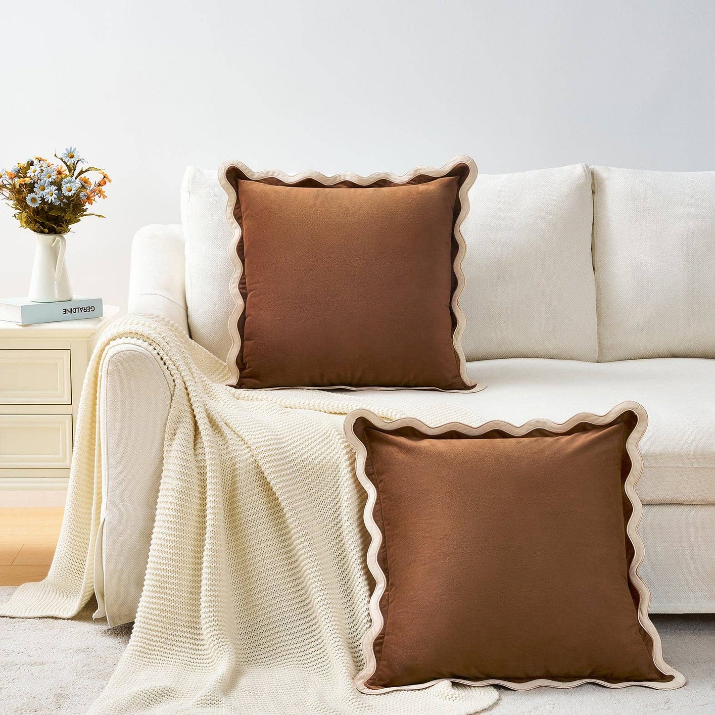 Maleku Pillow Cover, Beige/Brown, 20x20 inch