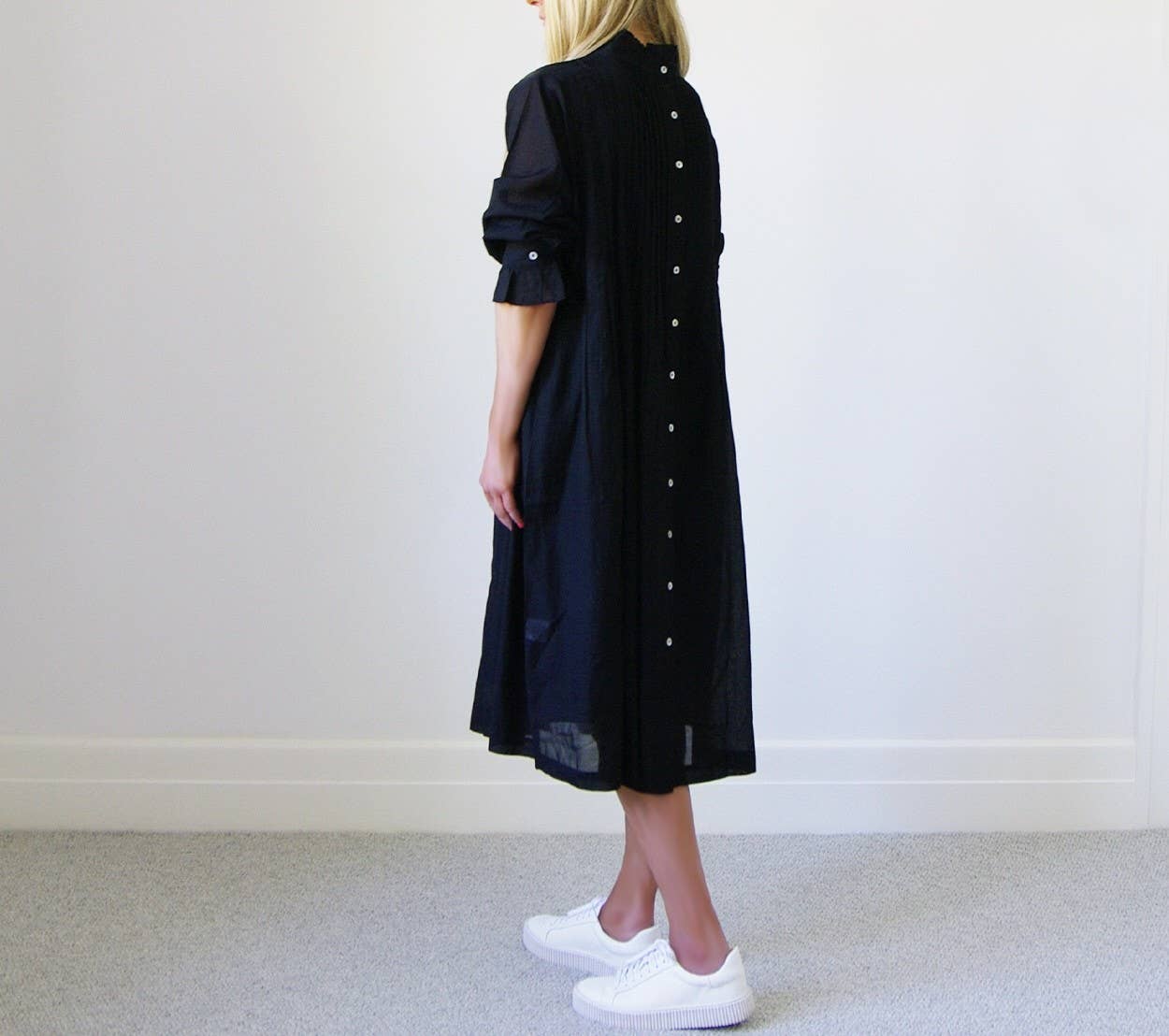 Morgan Button Back Dress, Navy