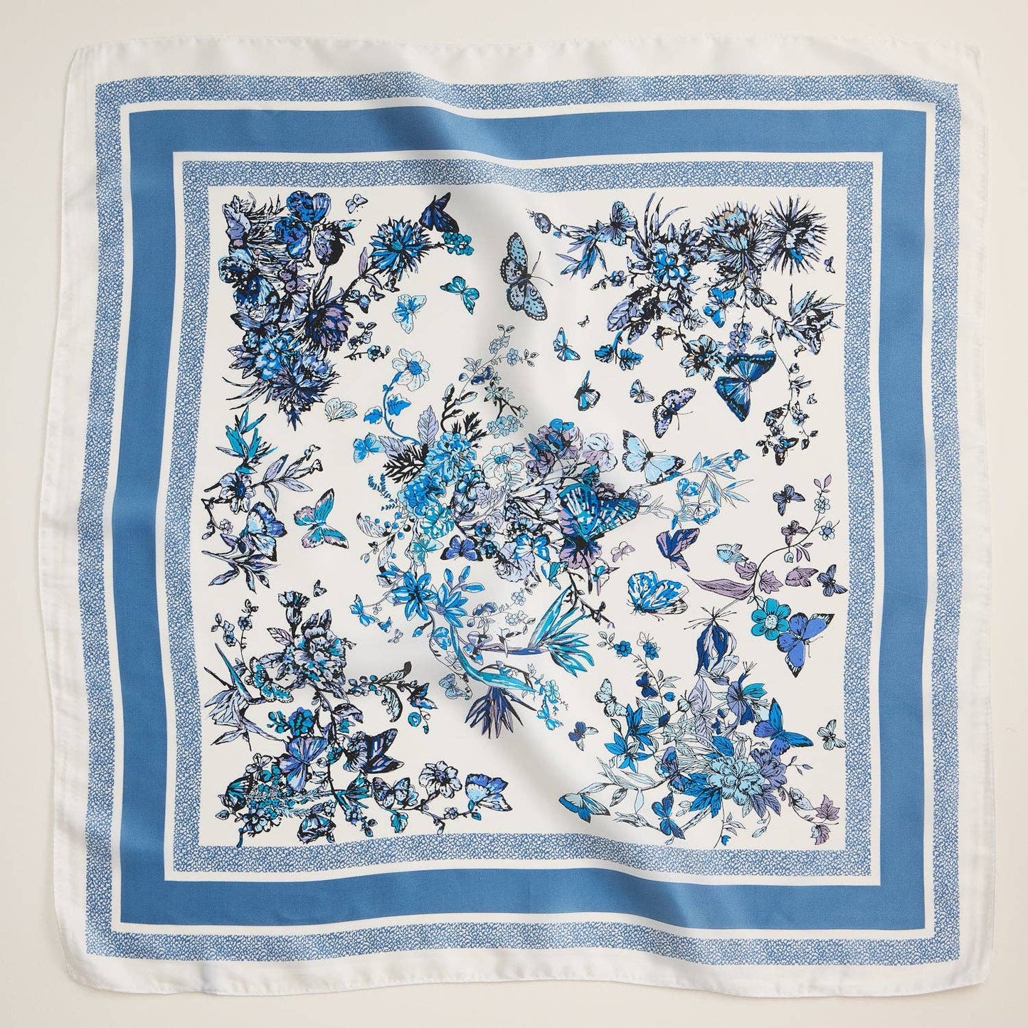 Floral Butterfly Square Scarf, Olive