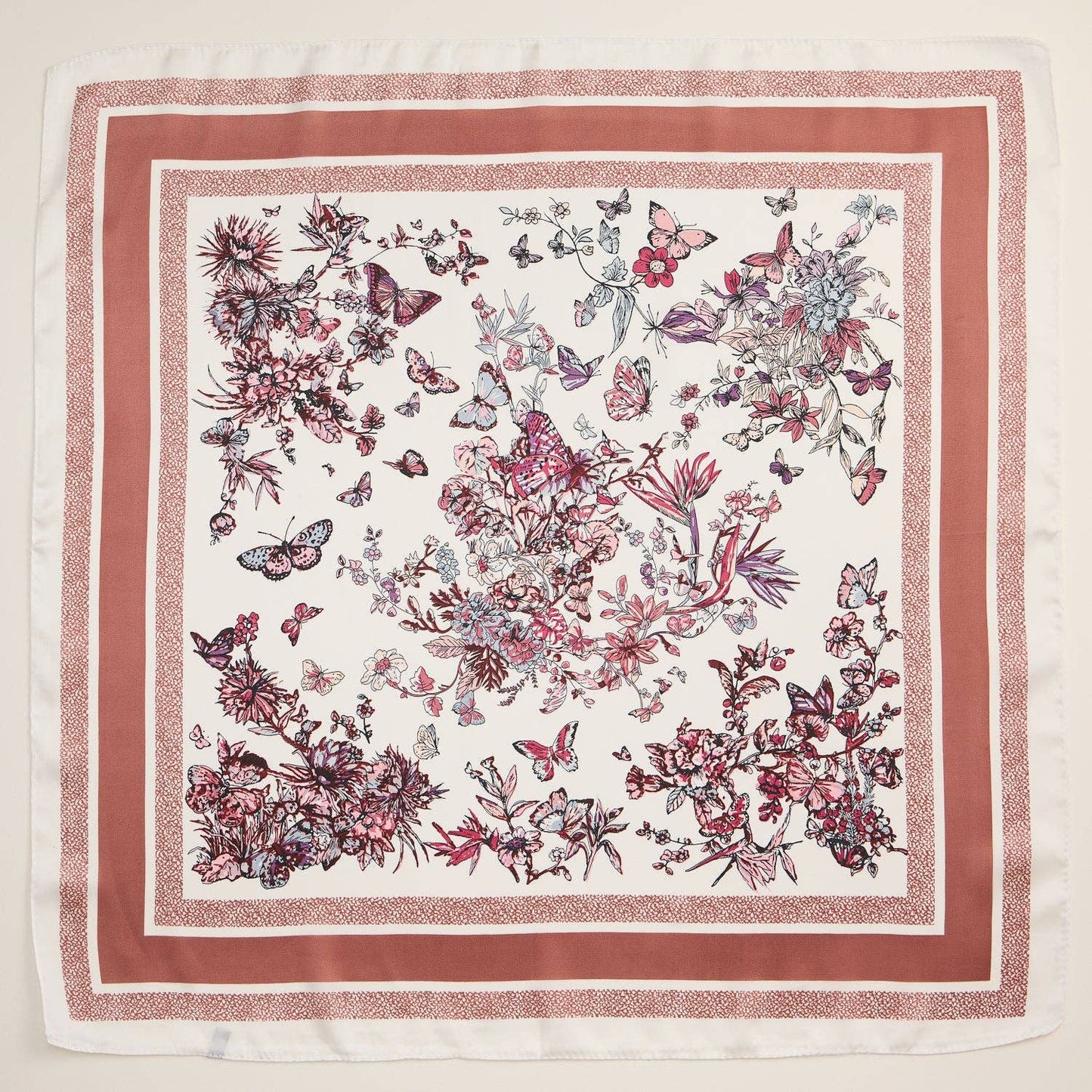 Floral Butterfly Square Scarf, Olive