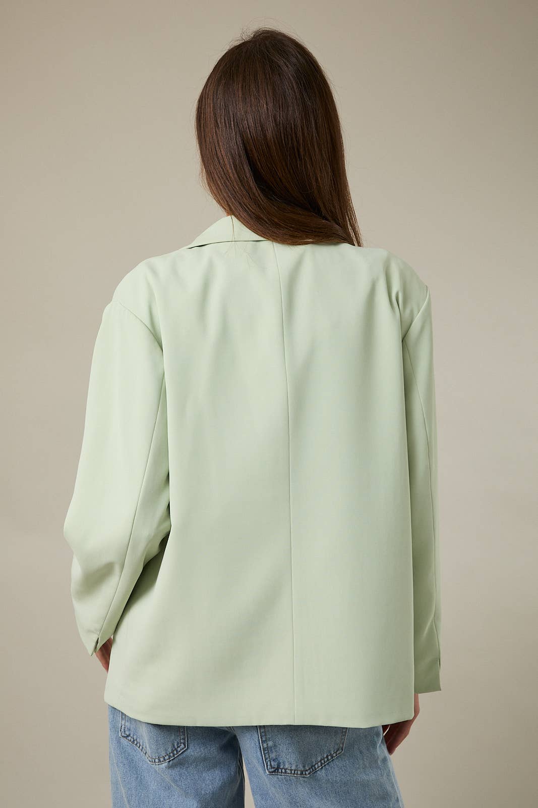 Oversized Blazer, Gingham Lined, Green