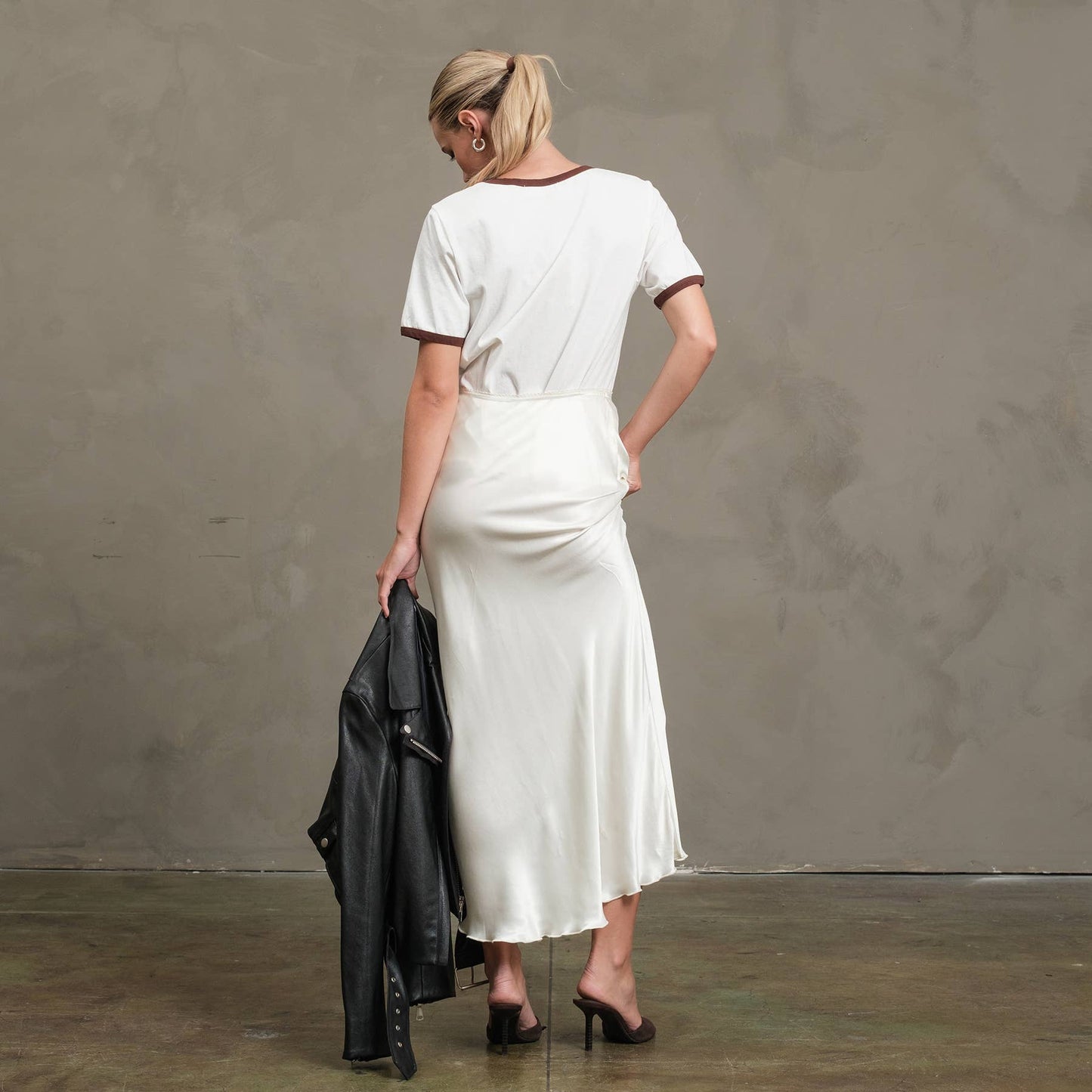 Bonjour Contrast Ringer Tee - RTK1036: WHITE/NAVY / S-M-L (3-2-1)