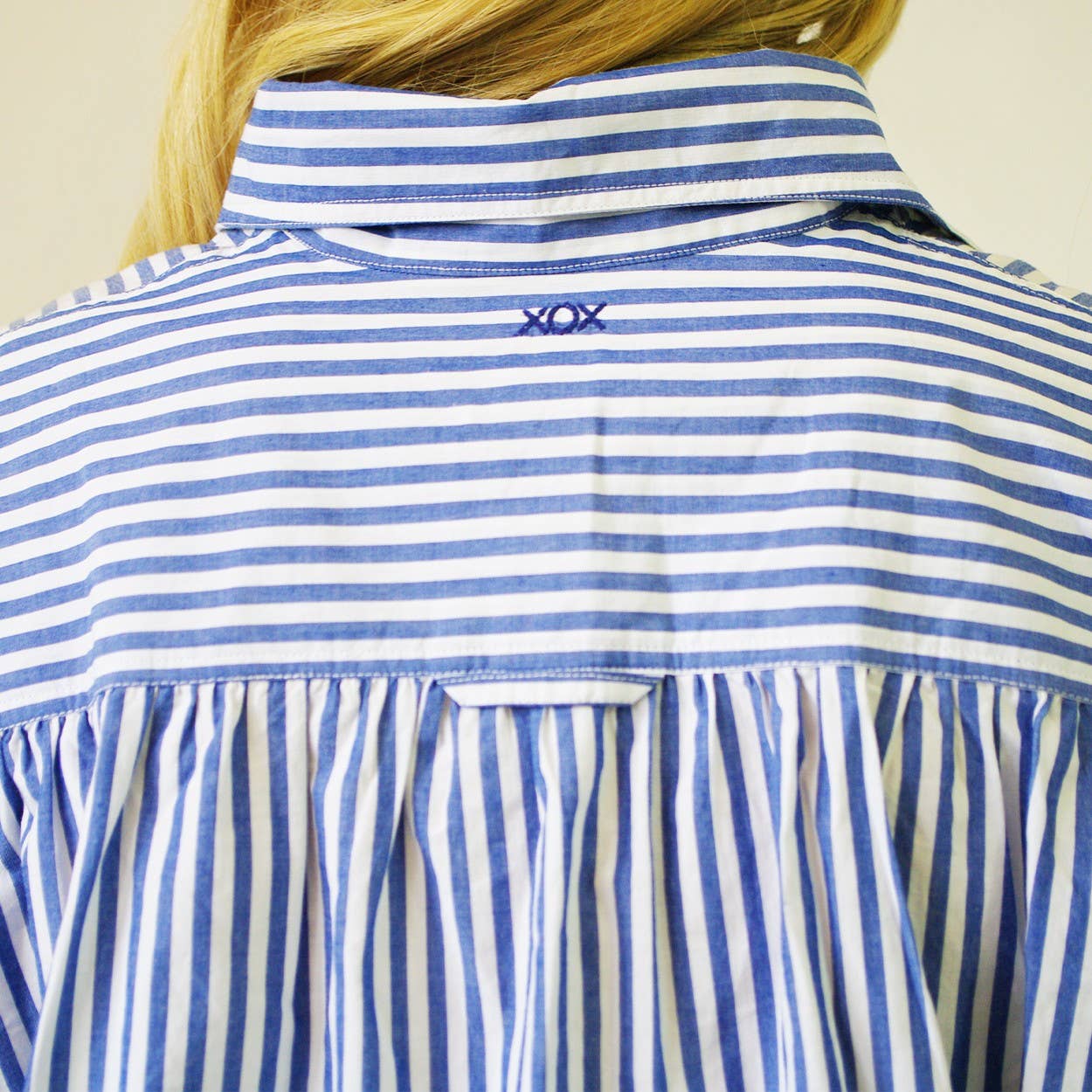 Riley Strip Shirt, Blue and White