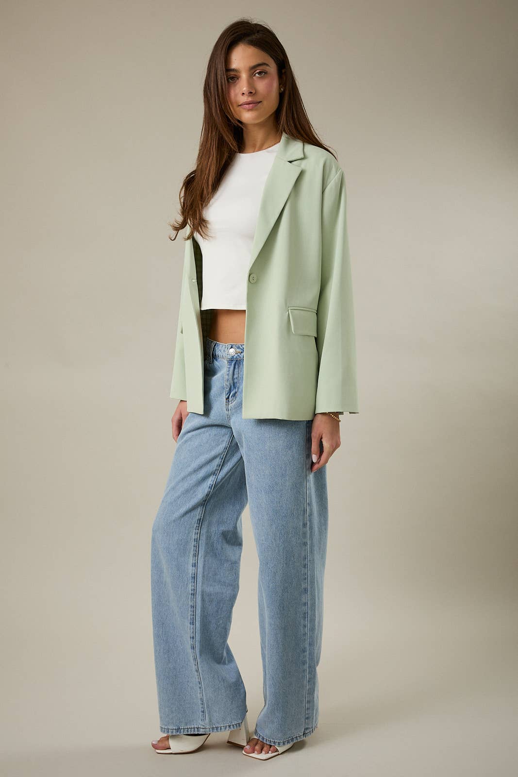 Oversized Blazer, Gingham Lined, Green