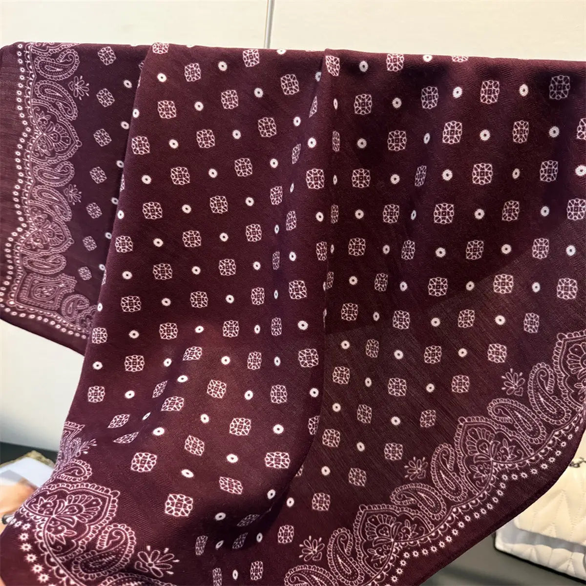 Vintage Paisley Silk Scarf- Wine