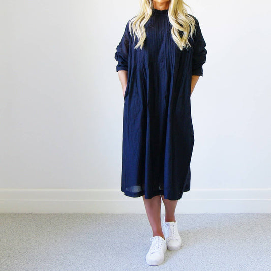 Morgan Button Back Dress, Navy