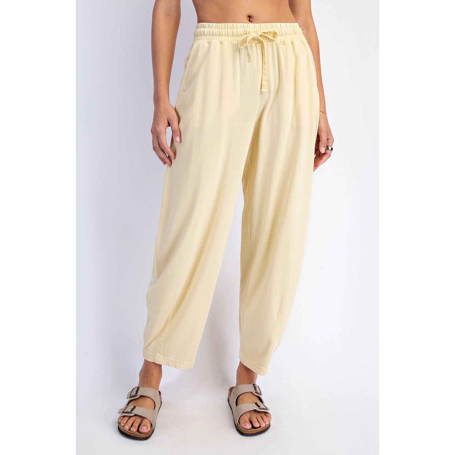 Mineral Washed Cotton Barrel Pant, Lemonilla