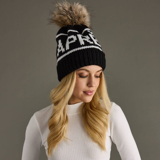 Black & White Apres Pom Hat