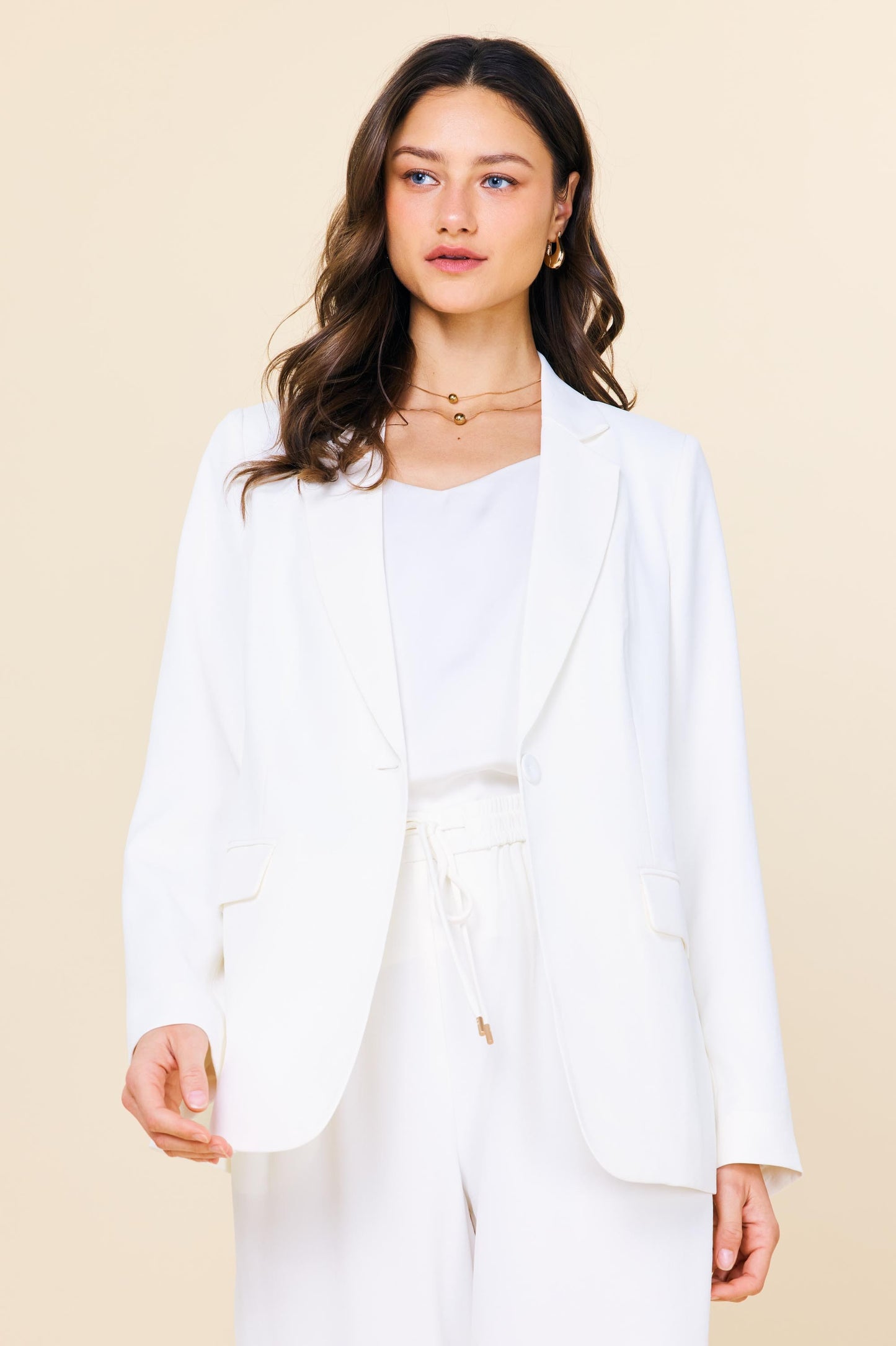 Long Sleeve Blazer- Off White