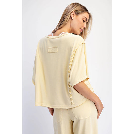 Mineral Washed Boxy Top, Lemonilla