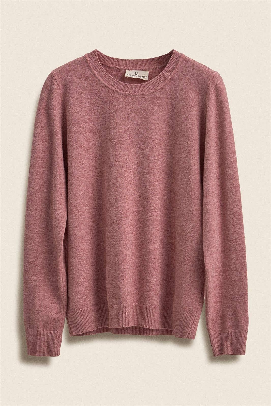 Crewneck Knit Pullover - Mauve