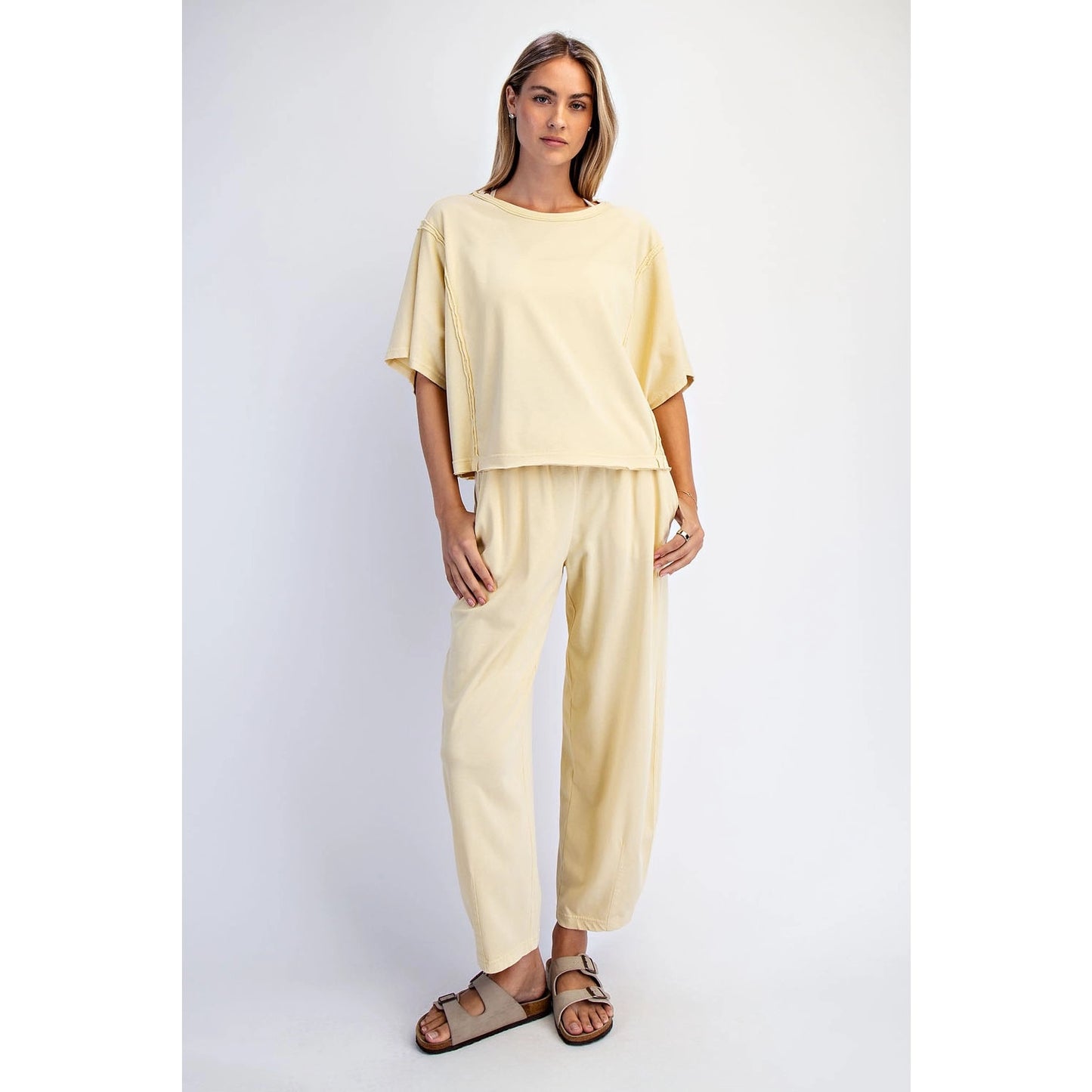 Mineral Washed Boxy Top, Lemonilla