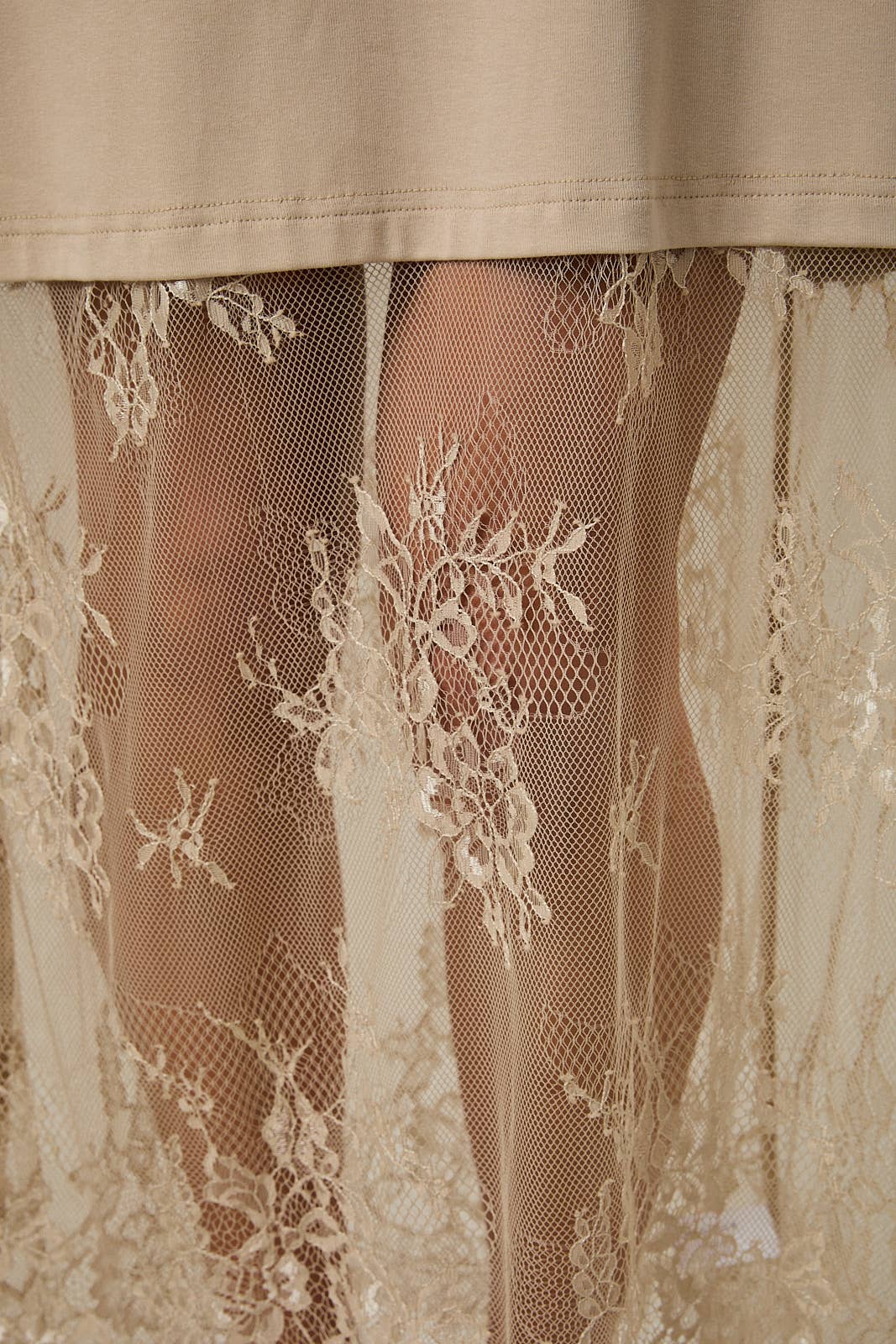 Round Neck Lace T-Shirt Maxi Dress, Taupe