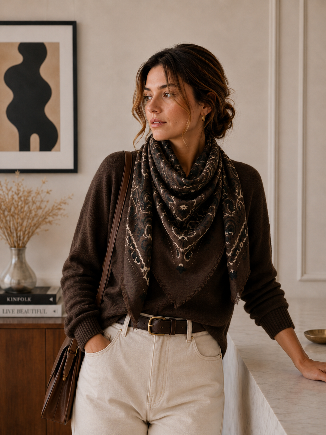 Dakota Bandana Scarf - Chocolate