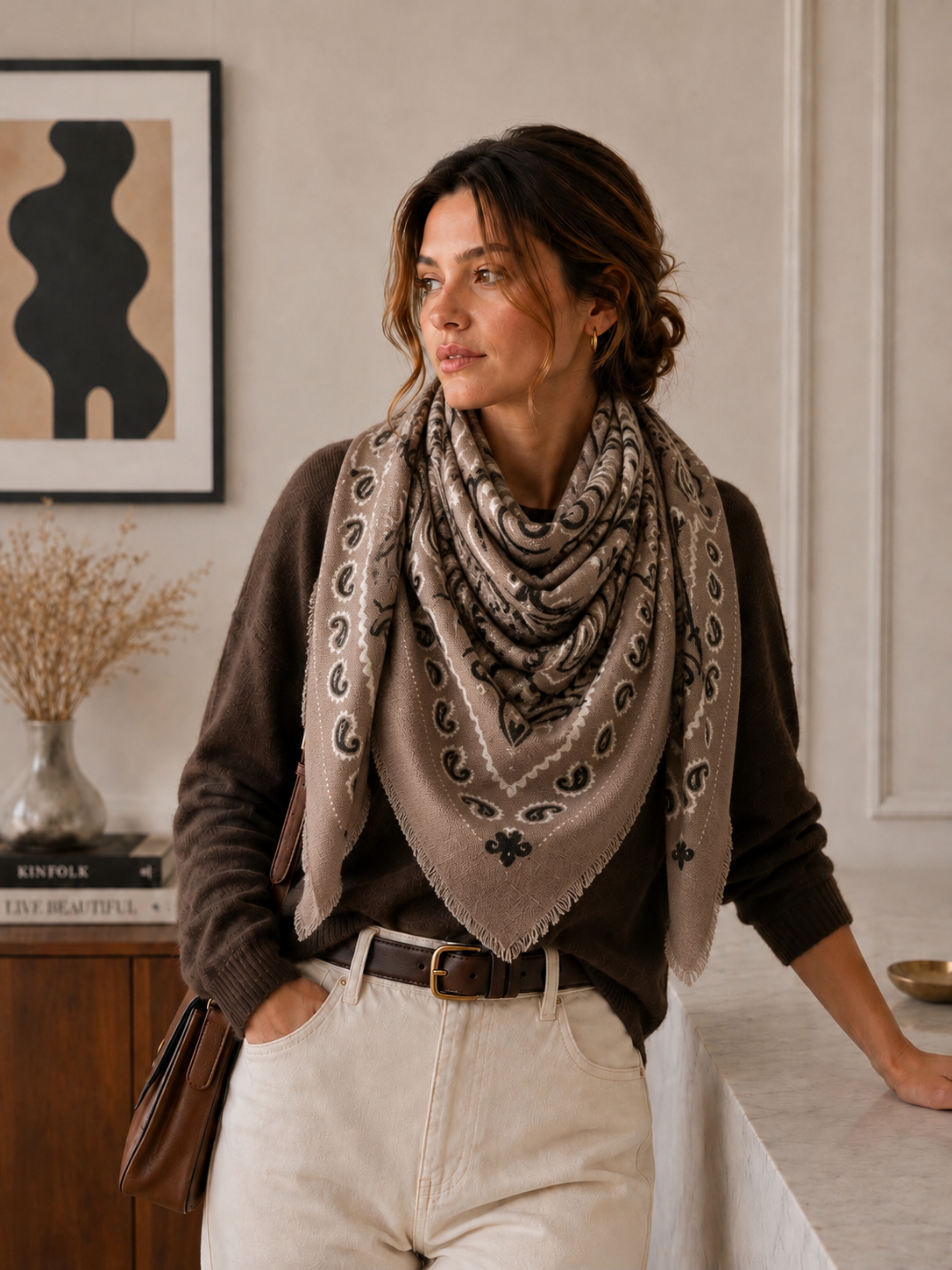 Dakota Bandana Scarf - Taupe