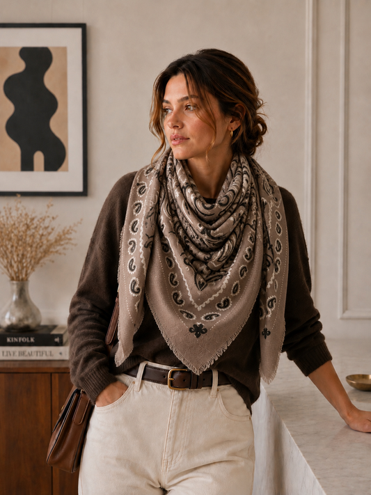 Dakota Bandana Scarf - Taupe