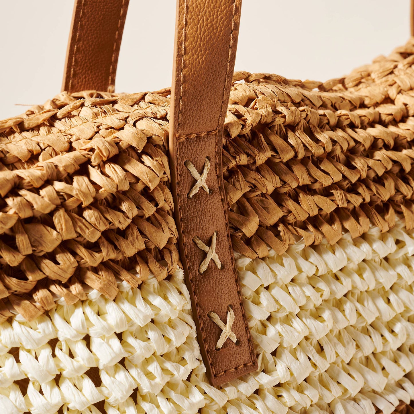 Straw Tote Bag, Ivory/Natural