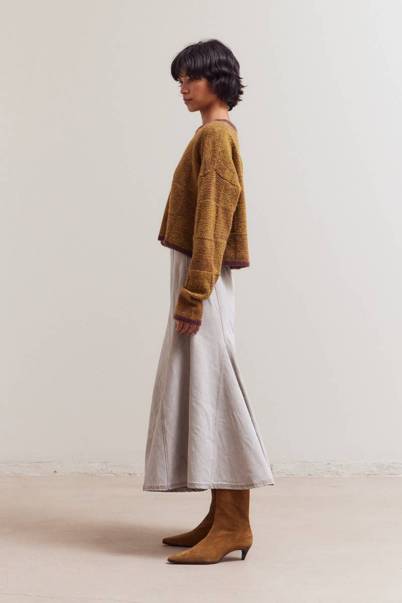 Plaid Knit Sweater : Brick