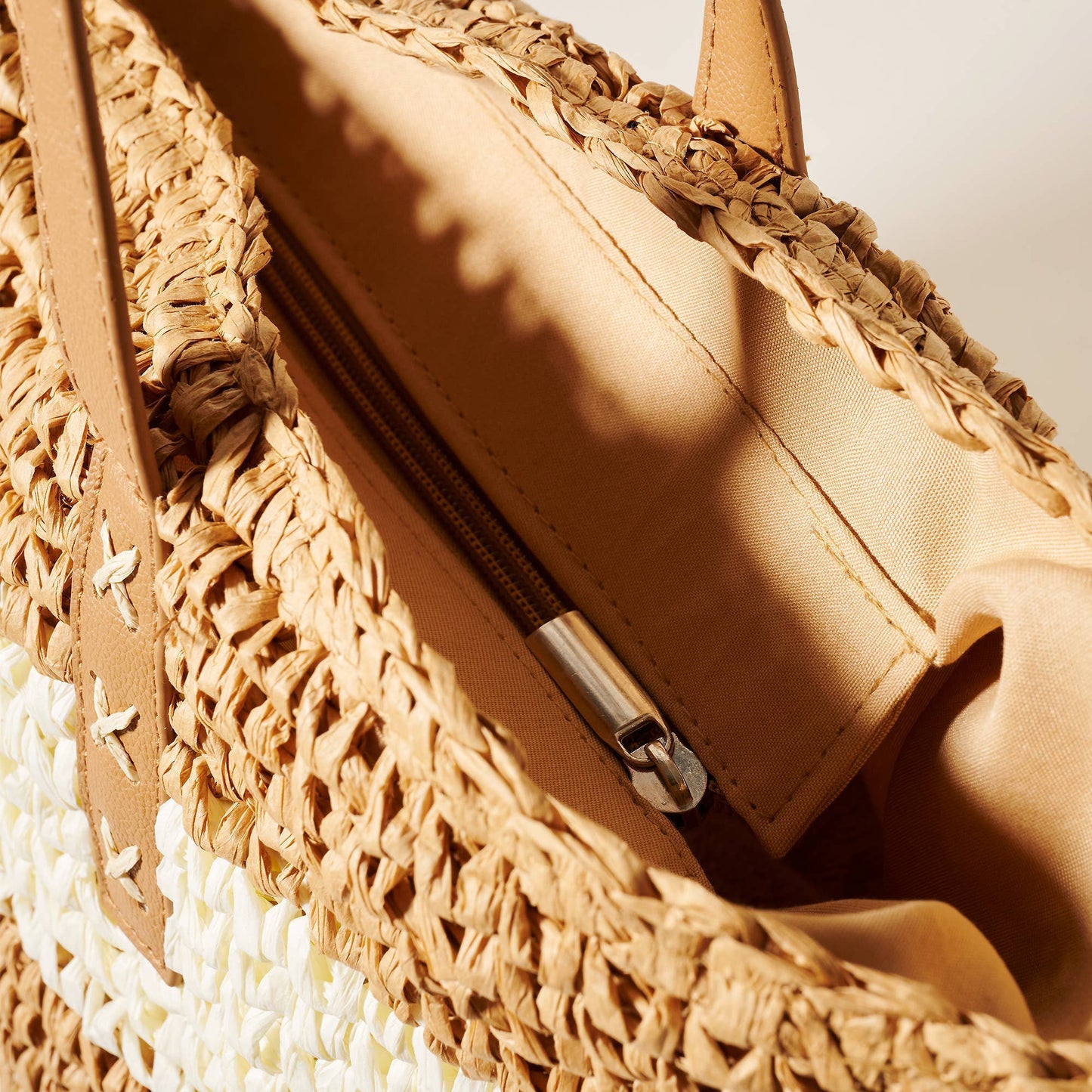 Straw Tote Bag, Ivory/Natural