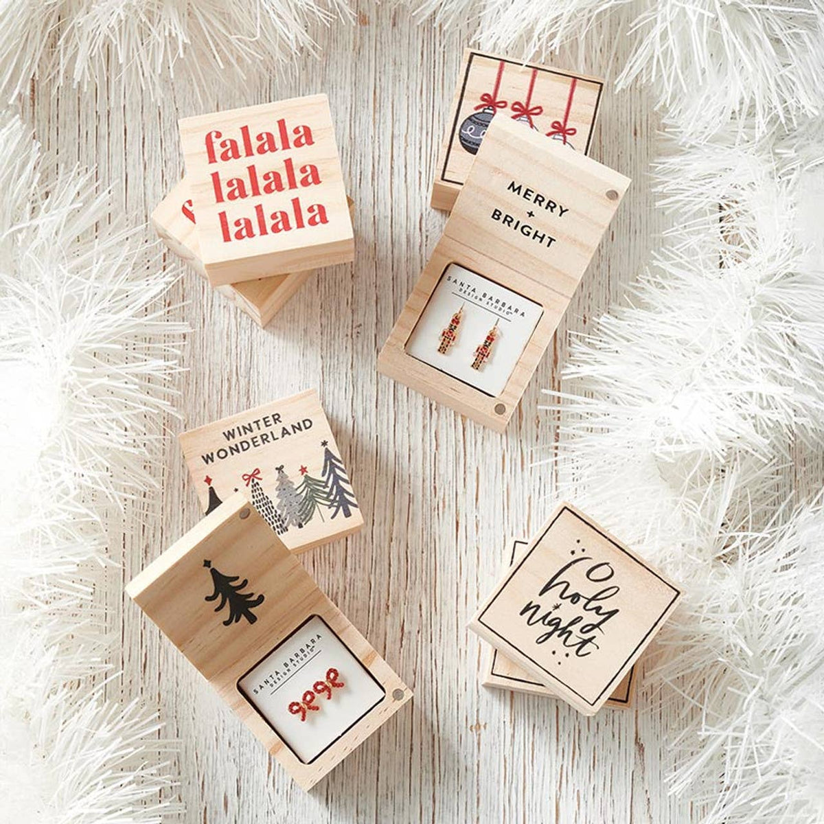 Treasure Box Earrings - Winter Wonderland - Pinewood