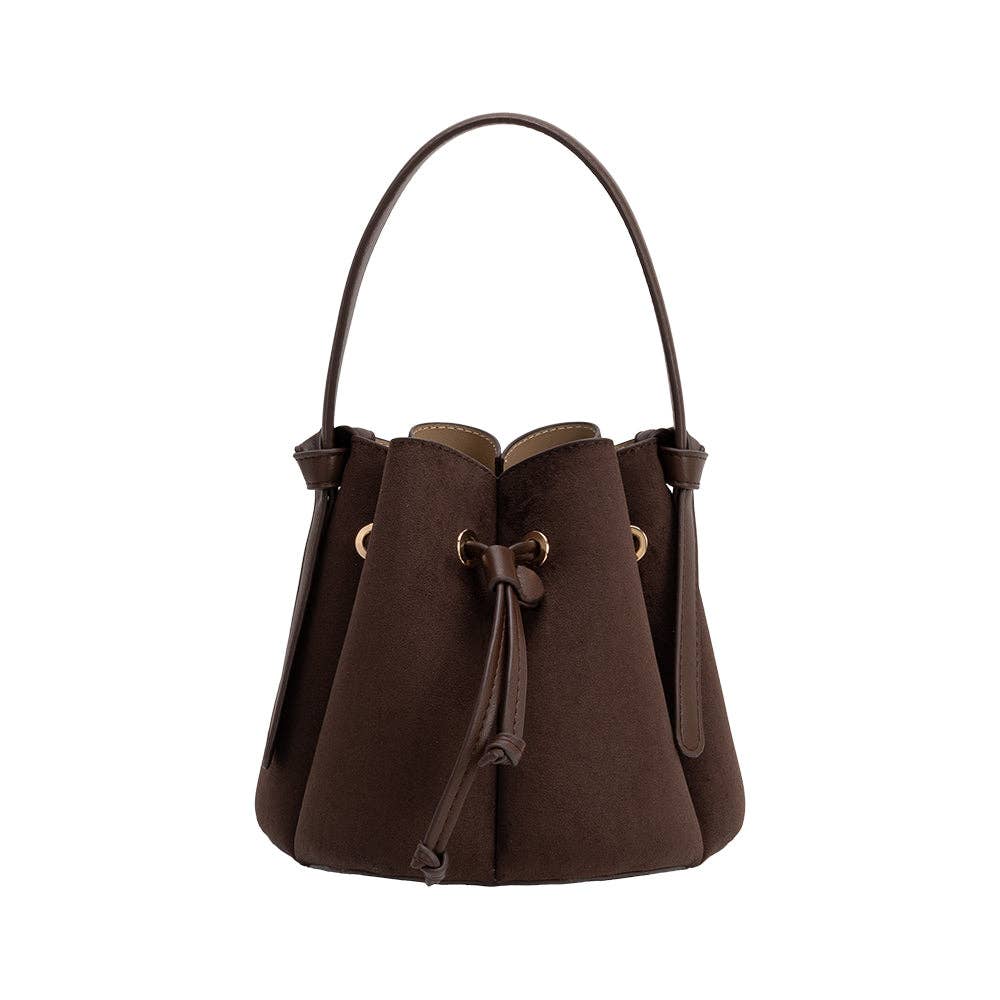 Laguna Mini Vegan Suede Top Handle Bag, Chocolate