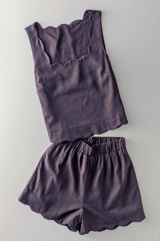 Scallop Edge Pull-On Summer Short, Black