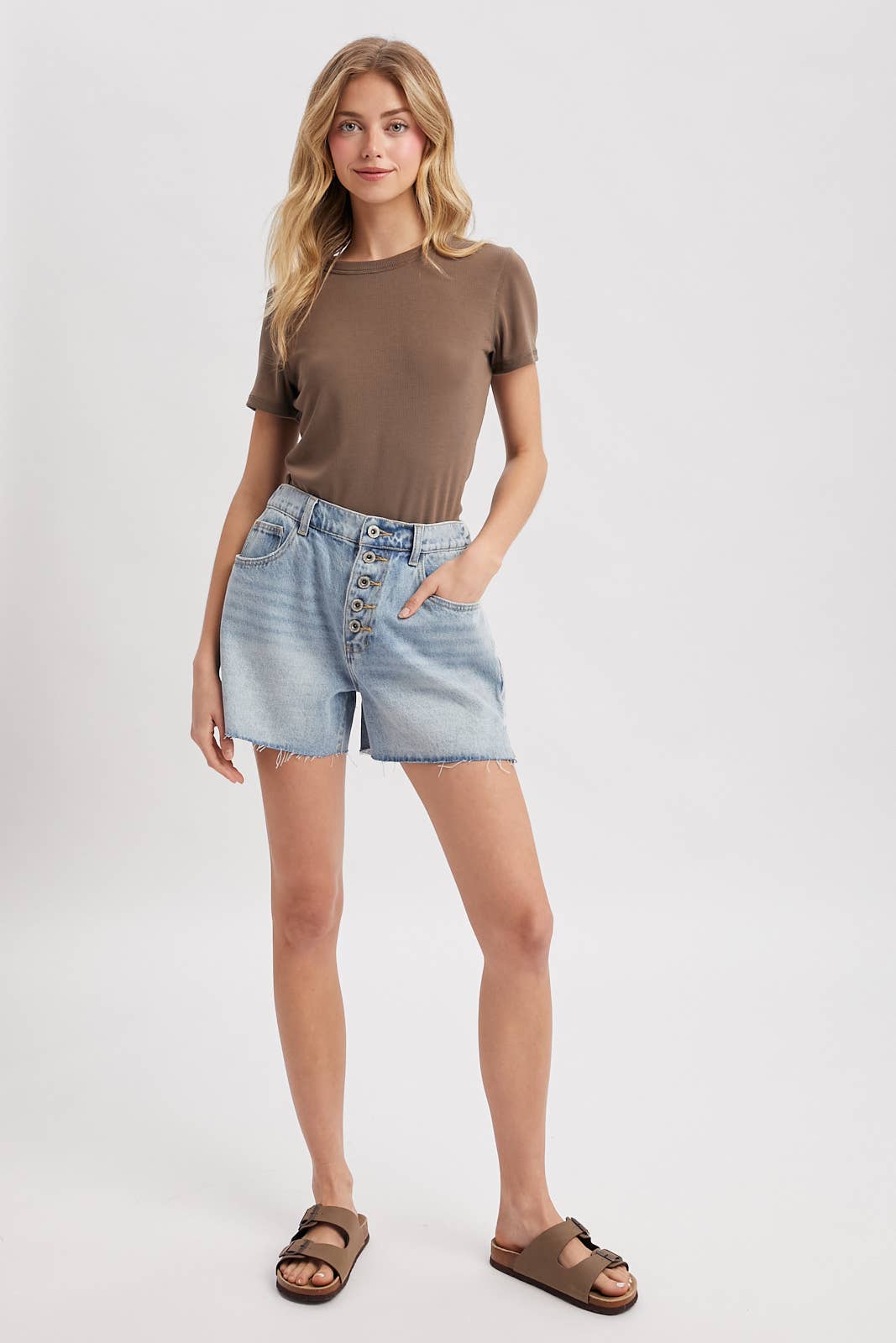 Ribbed Basic Tee, Chestnut