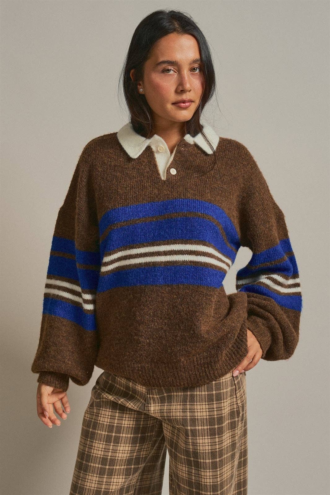 Rugby Polo Sweater - Olive Brown