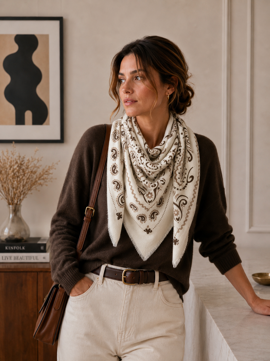 Dakota Bandana Scarf -  Beige