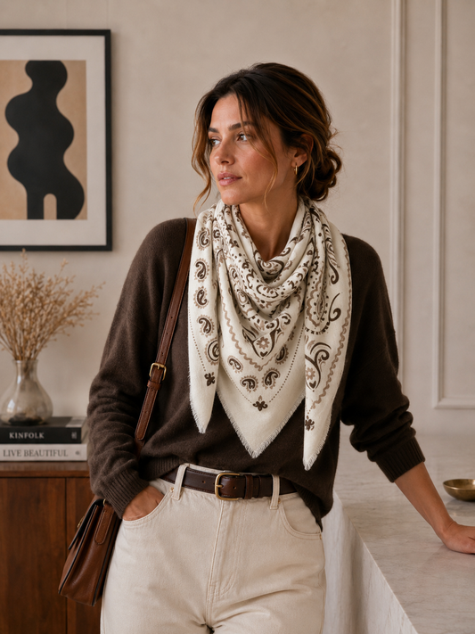 Dakota Bandana Scarf -  Beige