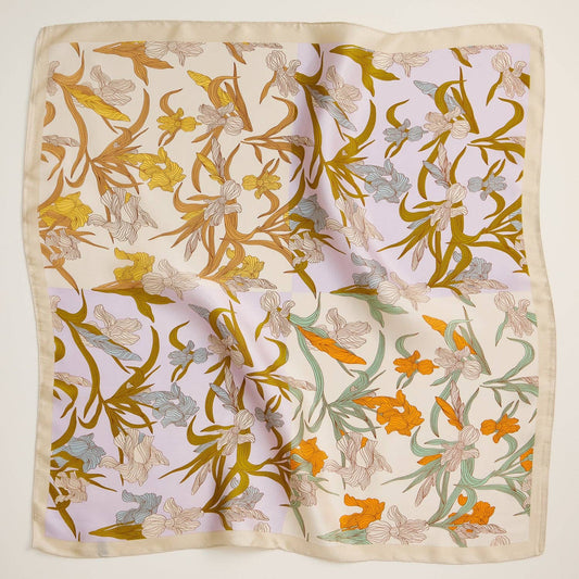 Floral Print Square Scarf: Lavender