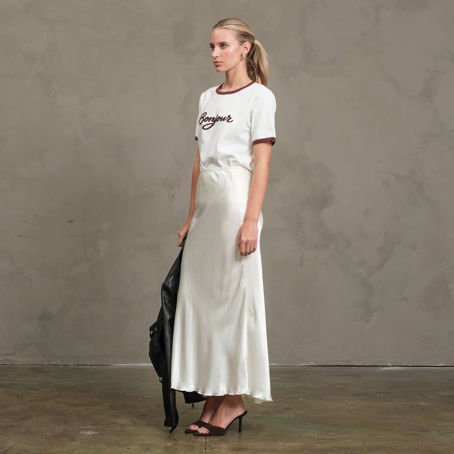 Bonjour Contrast Ringer Tee - RTK1036: WHITE/NAVY / S-M-L (3-2-1)