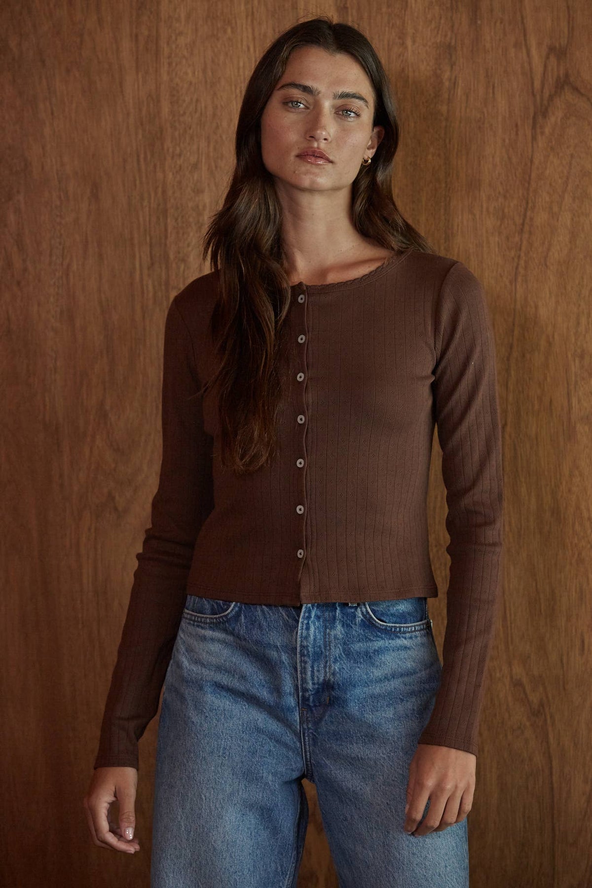 Pointelle Button Down Cardigan